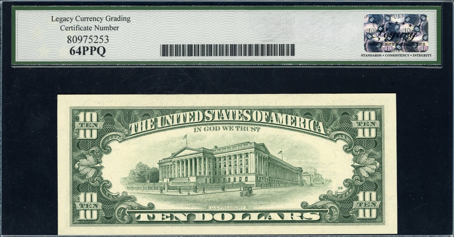 1995 $10 Chicago Federal Reserve Note Legacy Very Choice New 64PPQ
