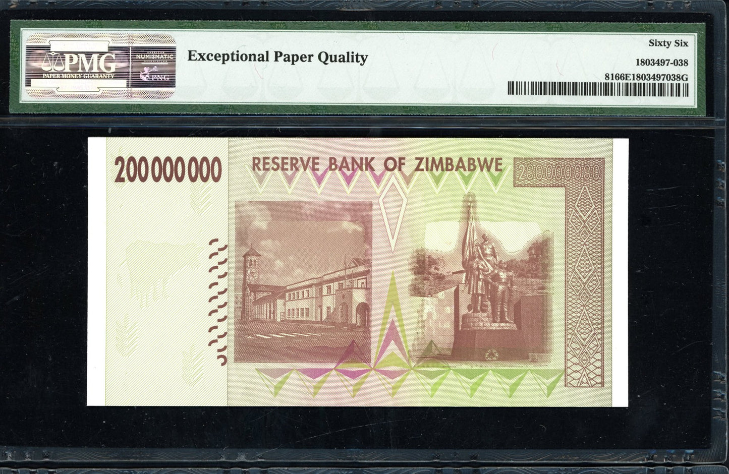 2008 $200,000,000 Zimbabwe Reserve Bank PMG Gem Uncirculated 66 EPQ