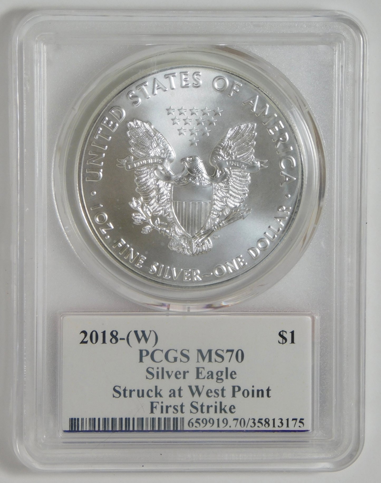 2018 (W) American Silver Eagle TOP GRADE! PCGS MS-70 First Strike