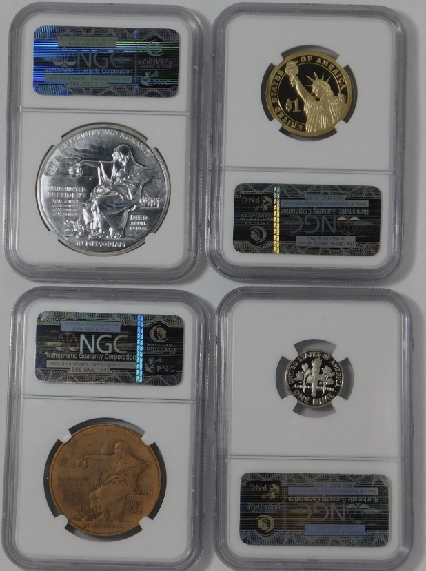 2014 Franklin Roosevelt Coin and Chronicles Set NGC 2 Coins, 2 Medals