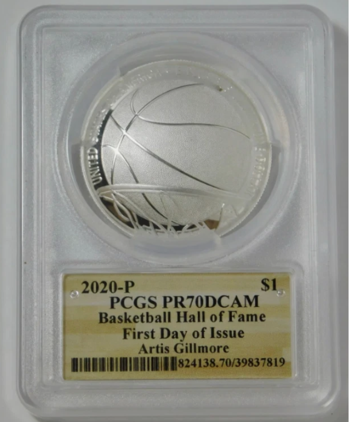 2020-P Basketball Hall Fame Silver Dollar. Artis Gilmore Signed PR-70DCAM