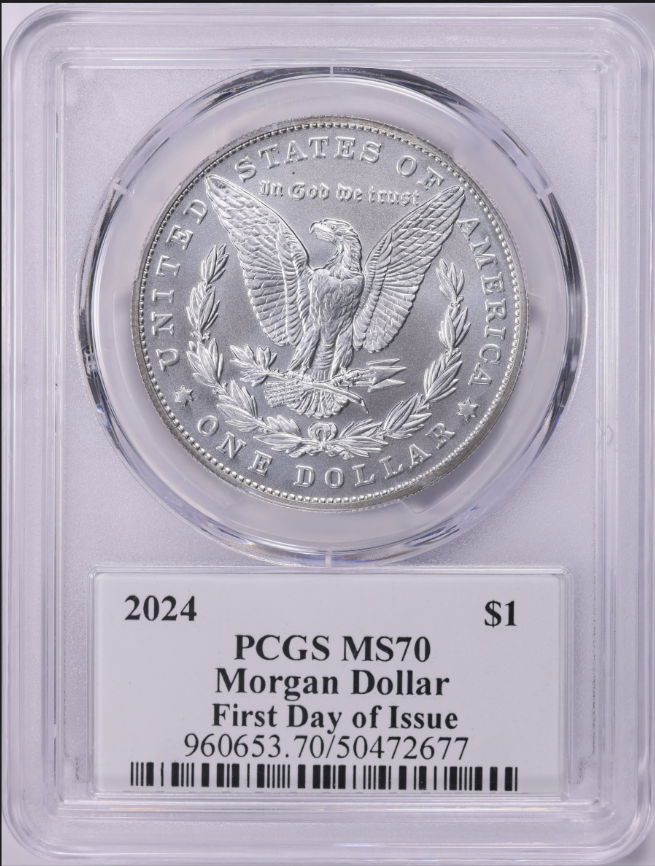 2024 Morgan Silver Dollar First Day of Issue PCGS MS-70 David Hall Signed Label