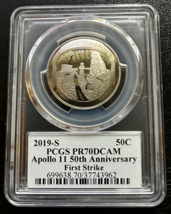2019 S Apollo 11 Half Dollar 50th. Anniversary FIRST STRIKE! PCGS PR-70DCAM