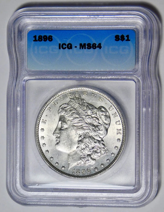 1896 Morgan Silver Dollar Certified by ICG Mint State 64.