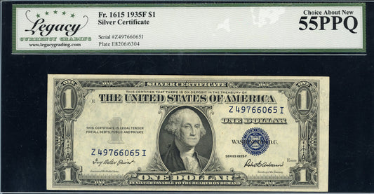 1935F $1 Silver Certificate Note "Blue Seal" Legacy Choice About New 55 PPQ