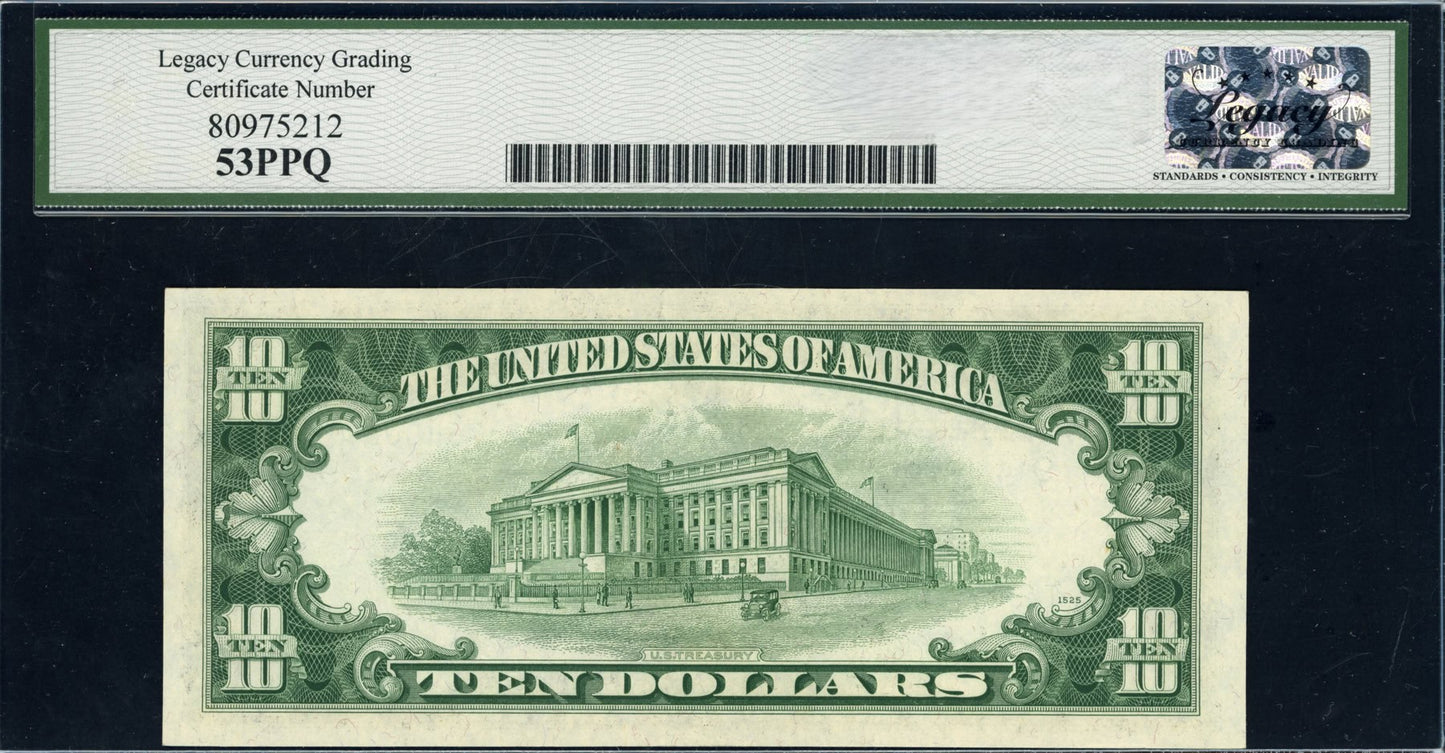 1950A $10 Federal Reserve Note Legacy About New 53 PPQ