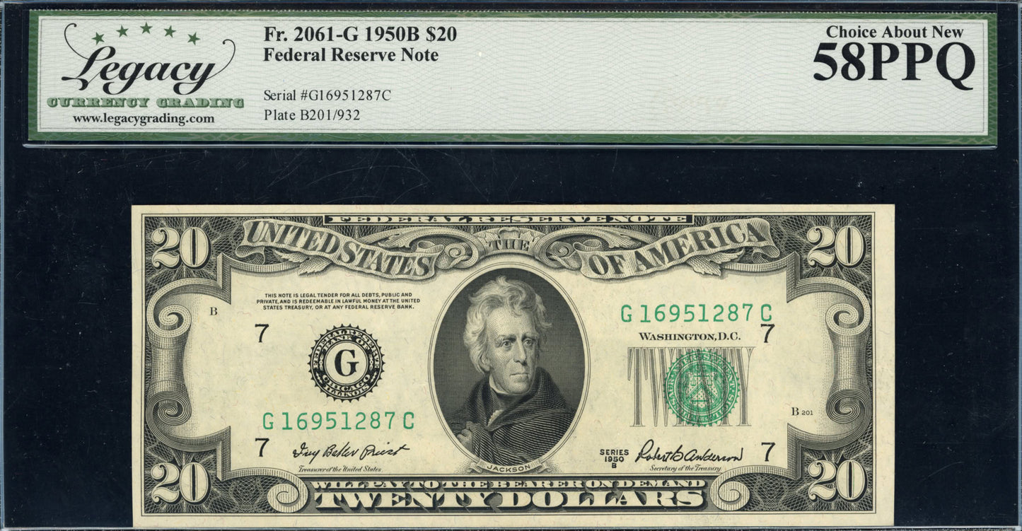 1950B $20 Federal Reserve Note Legacy Choice About New 58PPQ