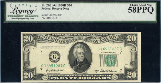 1950B $20 Federal Reserve Note Legacy Choice About New 58PPQ