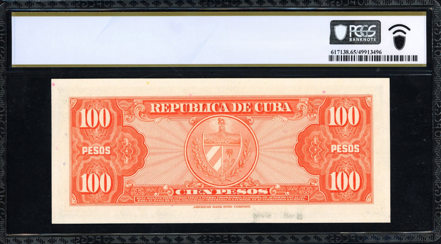 1959 100 Pesos Banco Nacional de Cuba PCGS Gem Unc  65PPQ