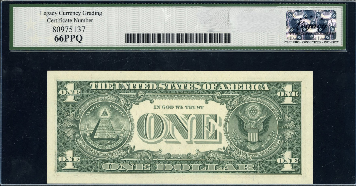 1969C $1 Federal Reserve Note Legacy Gem New 66 PPQ