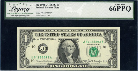 1969C $1 Federal Reserve Note Legacy Gem New 66 PPQ