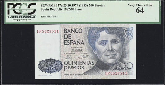1983 Spain, Banco de Espana 500 Pesetas PCGS 64