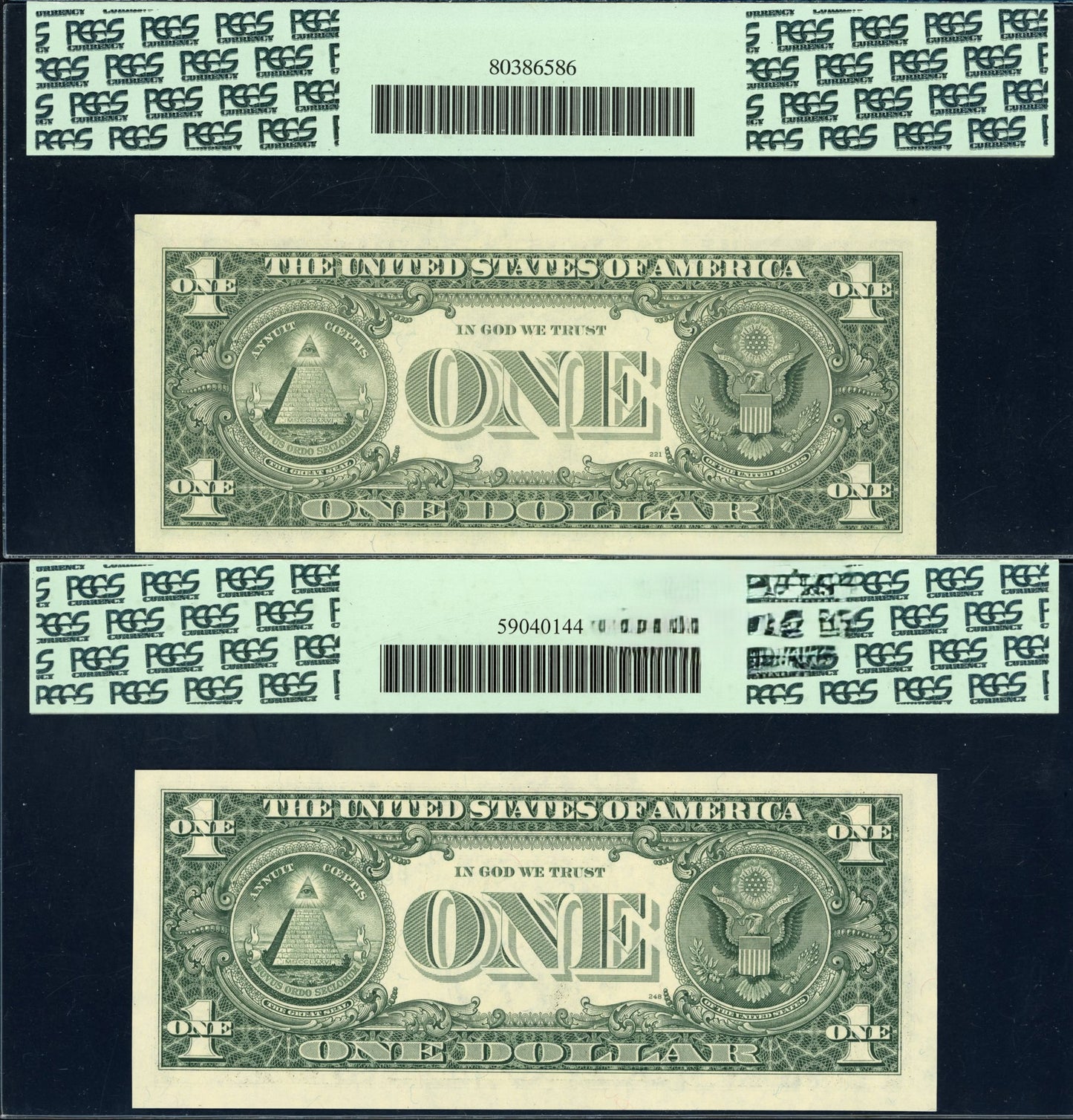 RARE 1988A & 1999 Fed. Res. Notes. Six of a Kind "Mirrored" Serial No Pair"