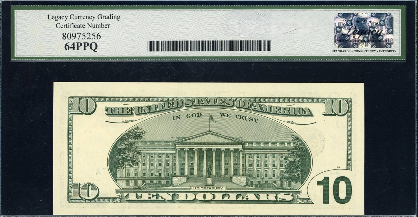 2001 $10 Federal Reserve Note *Low Serial Number* Legacy Very Choice New 64PPQ