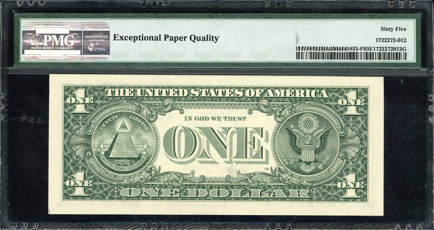 2006 $1 Atlanta Federal Reserve Note *Repeater Serial Number* PMG Gem Unc 65EPQ