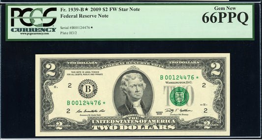 2009 $2 New York Federal Reserve "Star" Note PCGS Gem New 66PPQ
