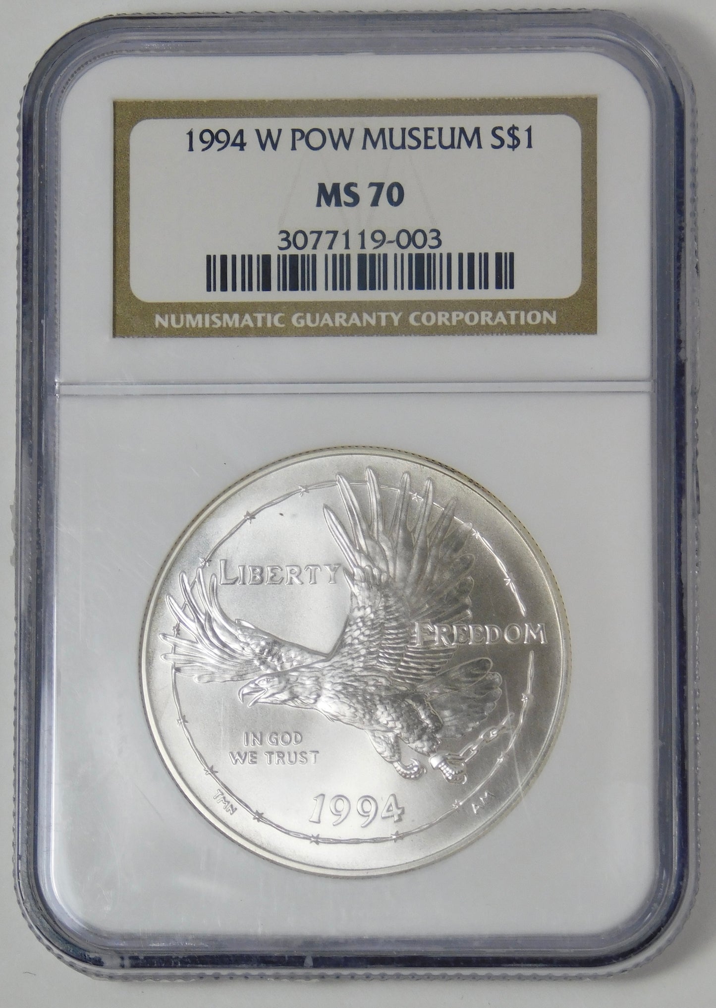 1994 W Commemorative "POW MUSEUM" Silver Dollar NGC MS70