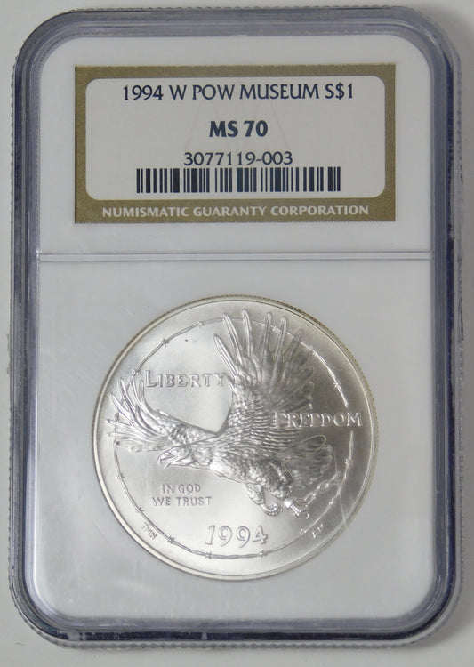 1994 W Commemorative "POW MUSEUM" Silver Dollar NGC MS70