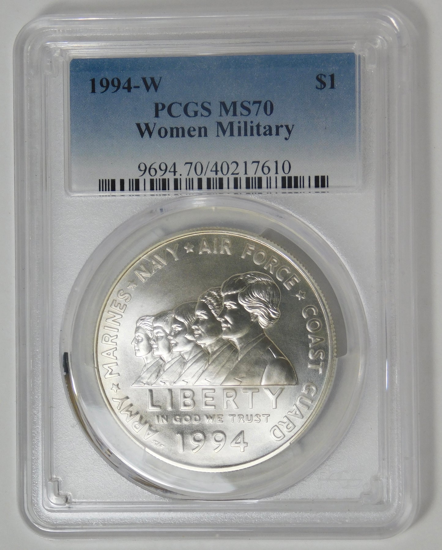 1994-W Commemorative Women in Military Silver Dollar PCGS MS70