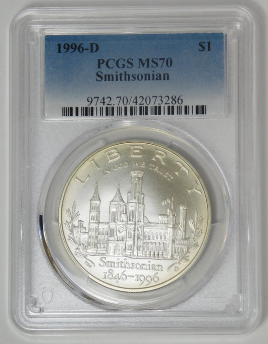 1996-D Commemorative "Smithsonian" Silver Dollar TOP GRADE! PCGS MS-70