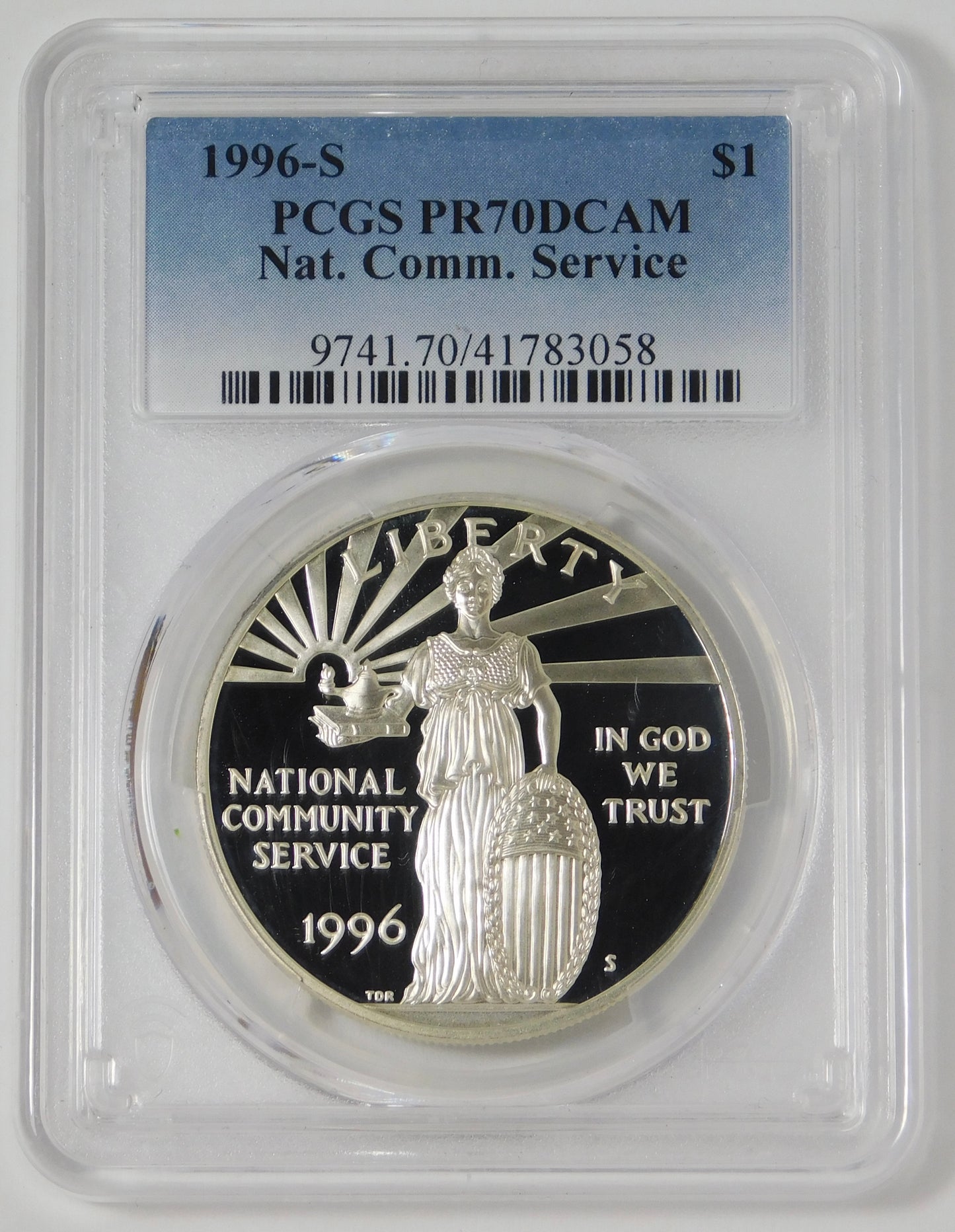 1996 S Commemorative Nat'l Comm, Service Silver Dollar PCGS PR70 DCAM