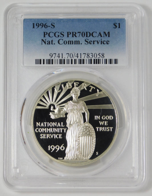 1996 S Commemorative Nat'l Comm, Service Silver Dollar PCGS PR70 DCAM