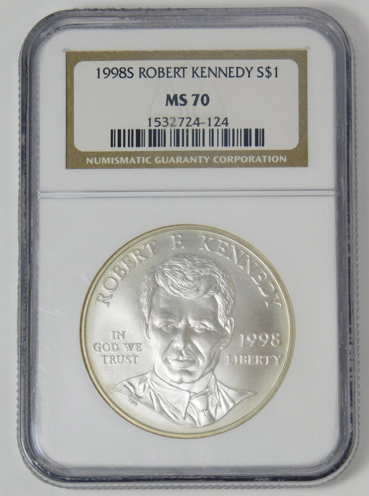 1998-S Commemorative Robert Kennedy Silver Dollar NGC MS-70