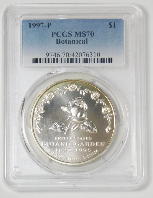 1997-P Commemorative "Botanic Garden" Silver Dollar TOP GRADE! PCGS MS70