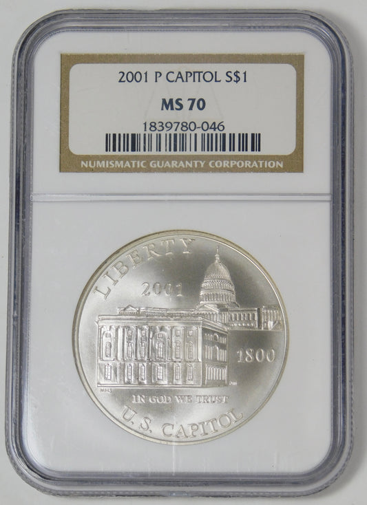 2001-P Commemorative "Capitol Visitor Center" Silver Dollar NGC MS-70