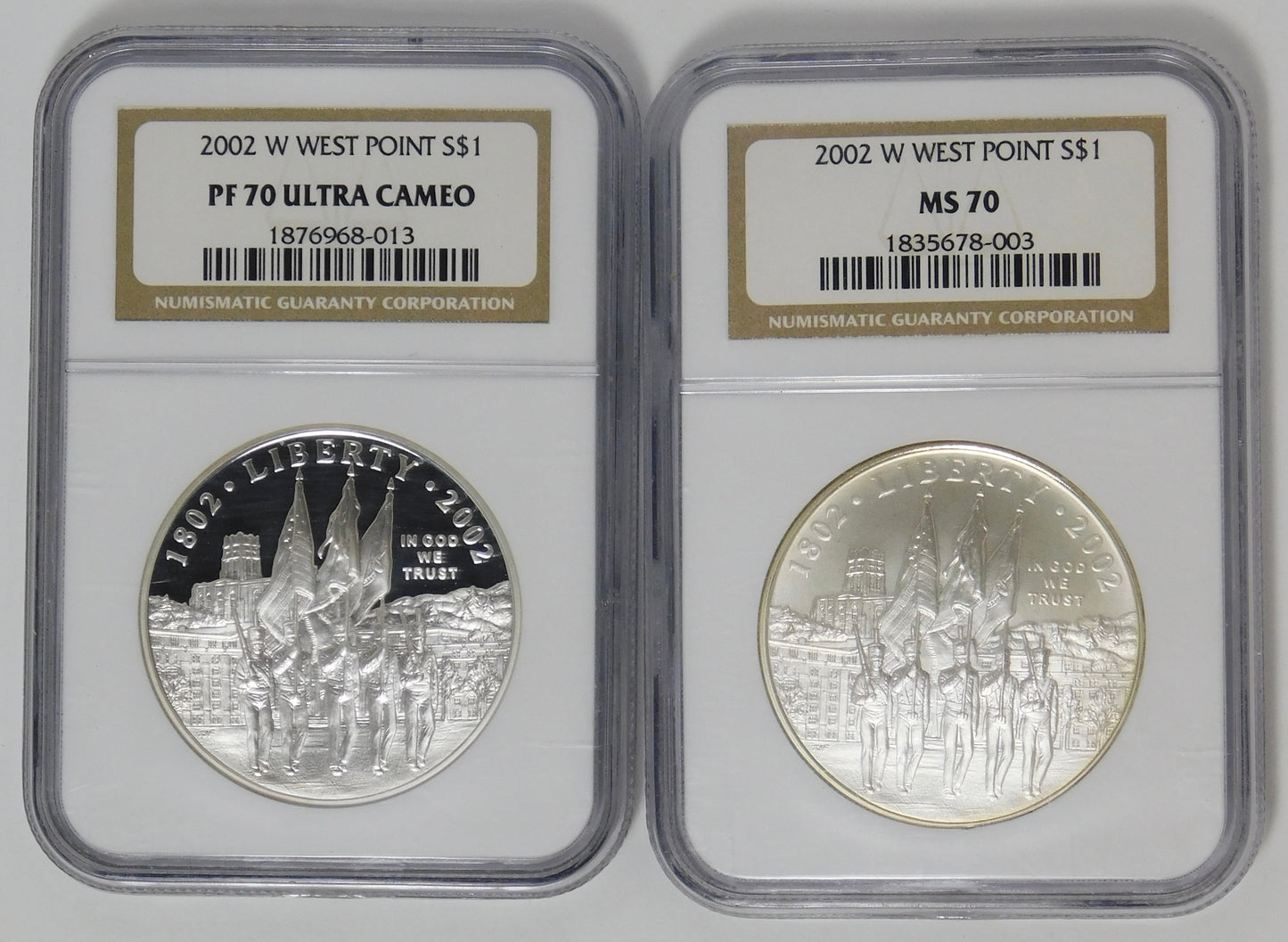 2002 W Commemorative "West Point" Silver Dollar NGC MS-70 & PF-70 Ultra Cameo