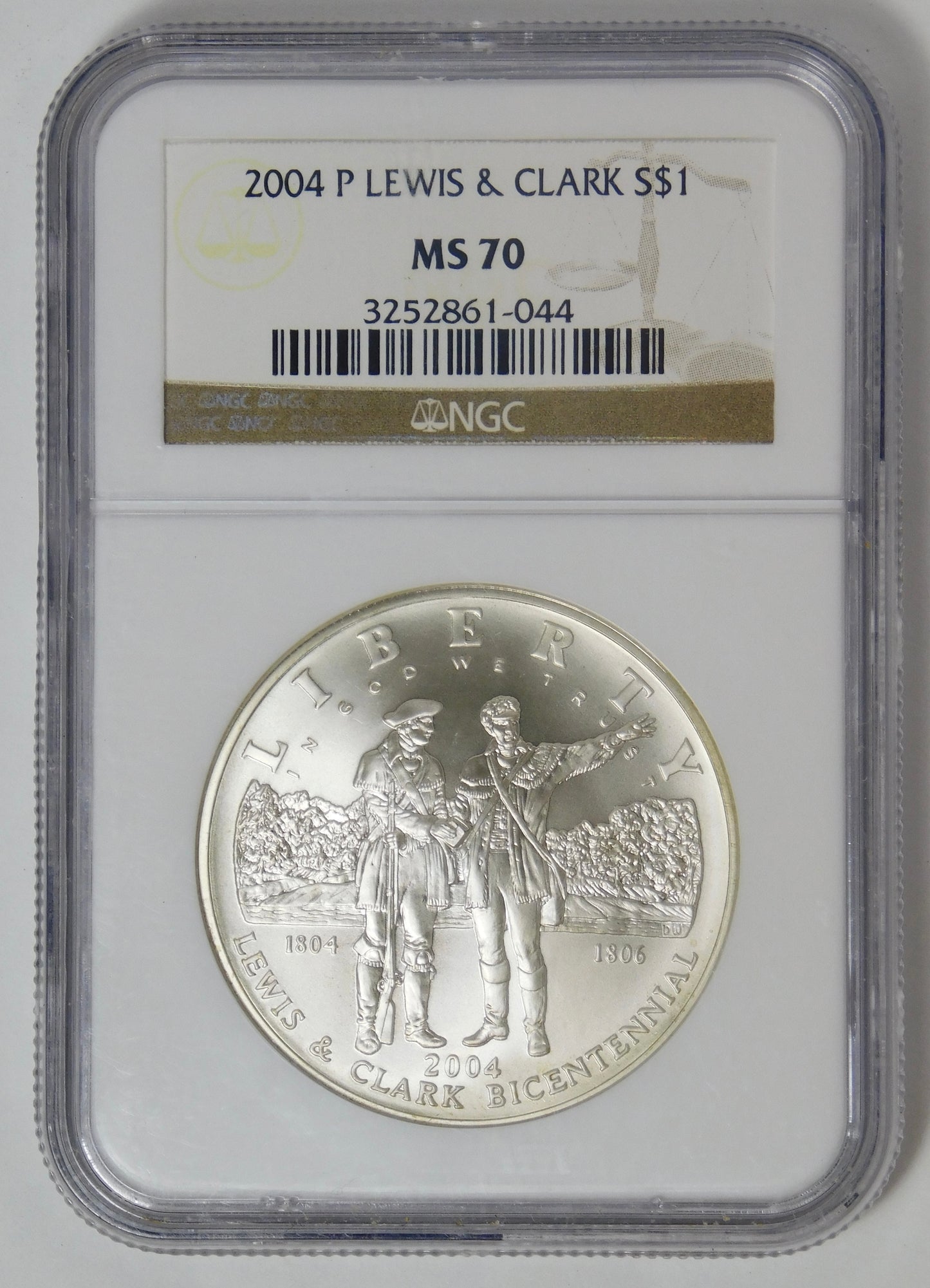 2004 P Commemorative "Lewis & Clark' Silver Dollar TOP GRADE! NGC MS70