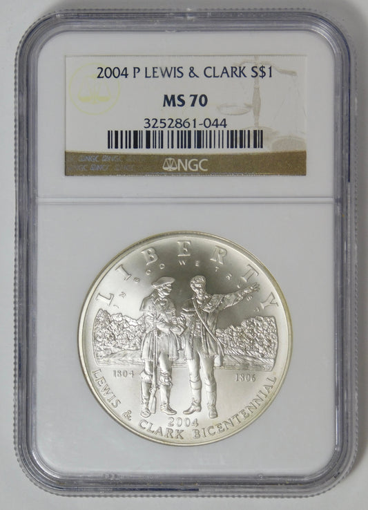 2004 P Commemorative "Lewis & Clark' Silver Dollar TOP GRADE! NGC MS70