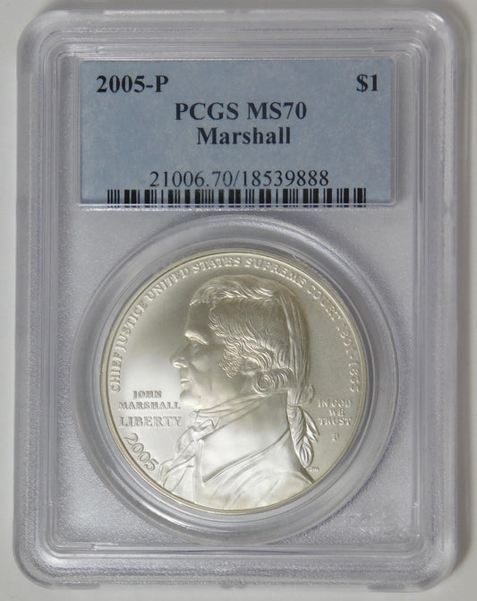 2005 P Commemorative "John Marshall" Silver Dollar Top Grade! PCGS MS70