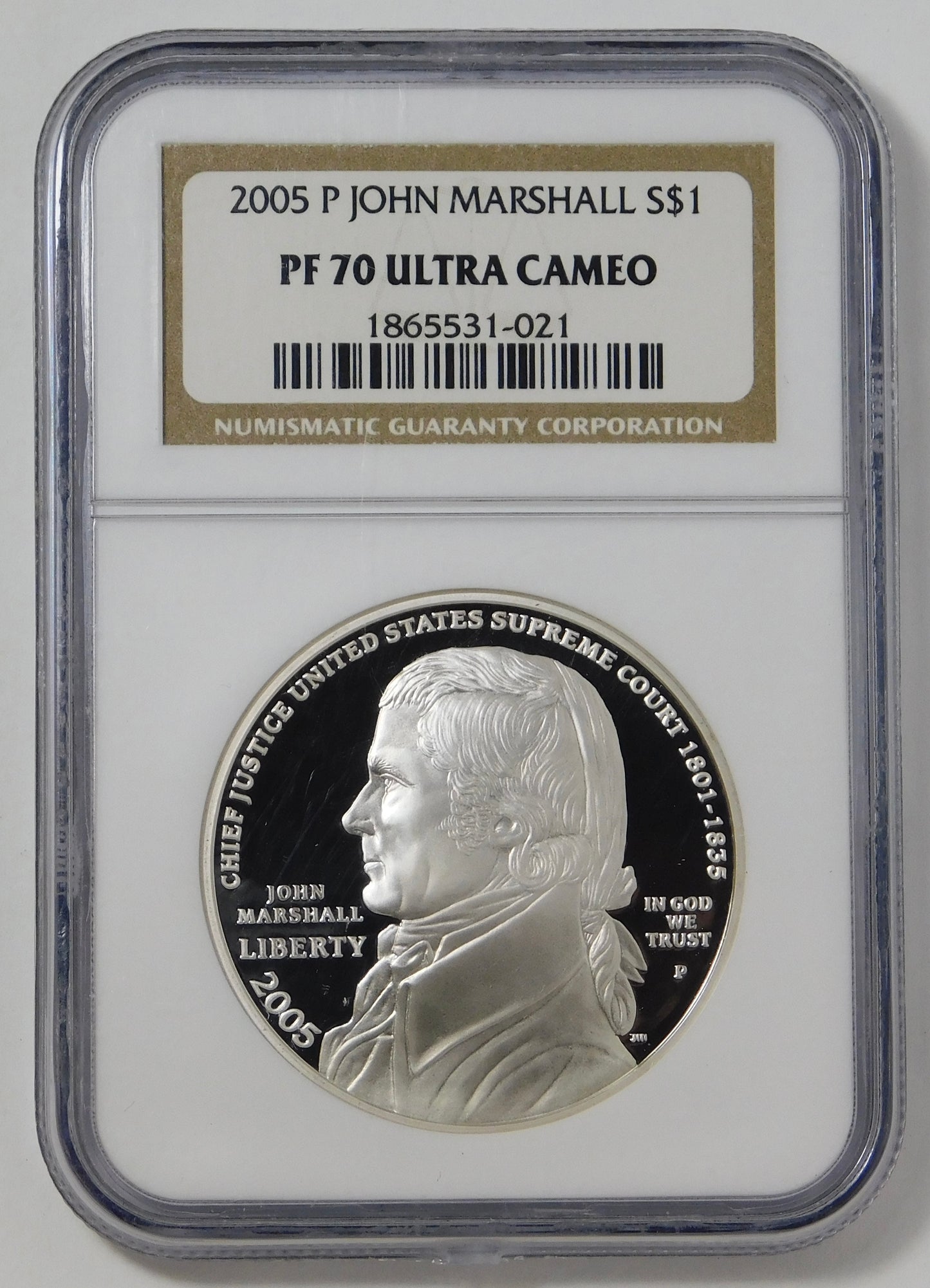2005 P Commemorative "John Marshall" Silver 'Dollar Top Grade! NGC PF70 UC