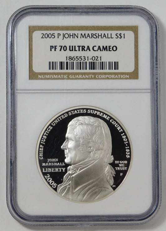 2005 P Commemorative "John Marshall" Silver 'Dollar Top Grade! NGC PF70 UC