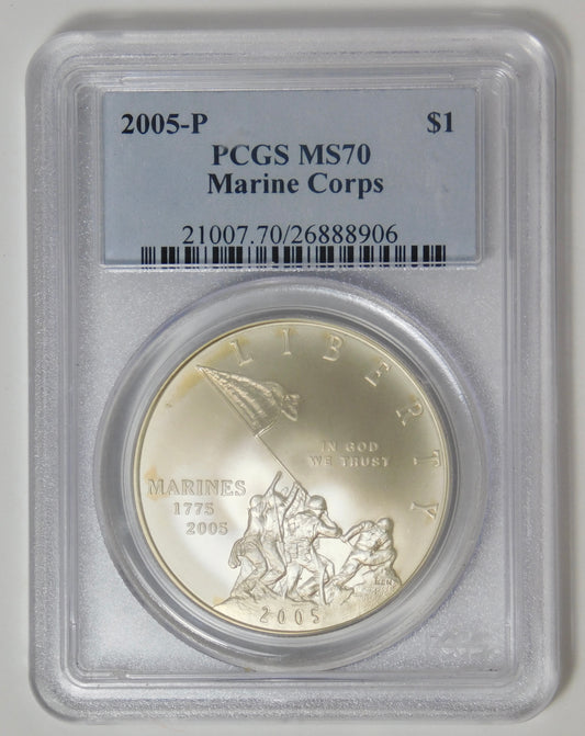2005 P Commemorative "Marine Corps" 230th Anniversary Silver Dollar PCGS MS70