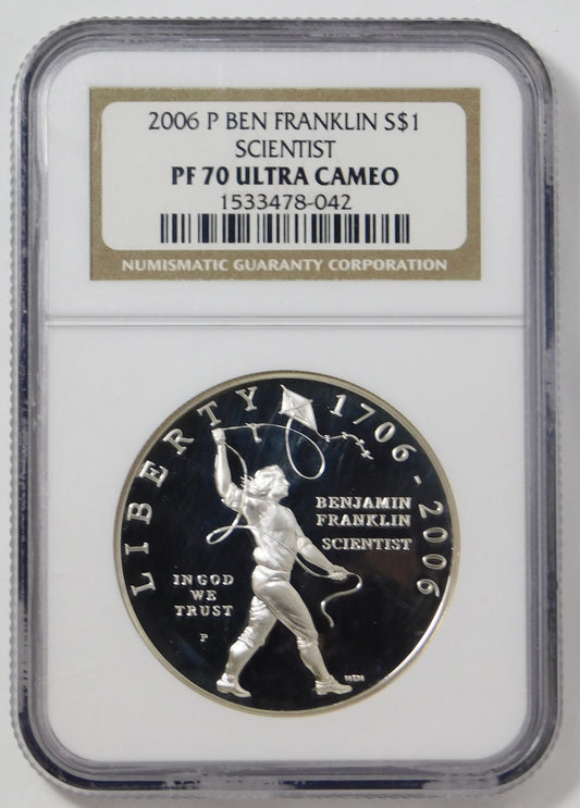 2006 P Commemorative "Franklin-Scientist" Silver Dollar Top Grade! NGC PF70 UC