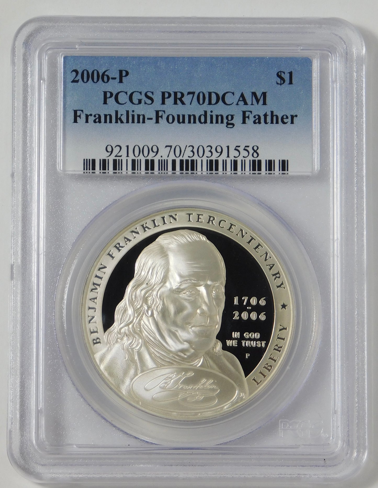 2006 P Commemorative "Franklin-Founding Father" Silver Dollar Top Grade! PCGS PR70