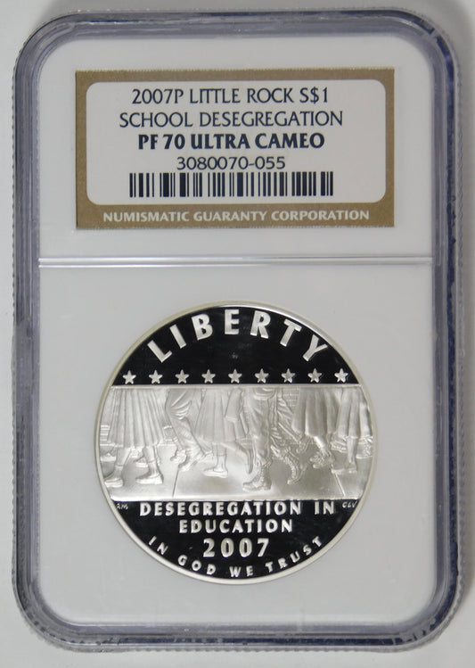 2007 P Commemorative "Little Rock School Desegregation" Silver Dollars PF70