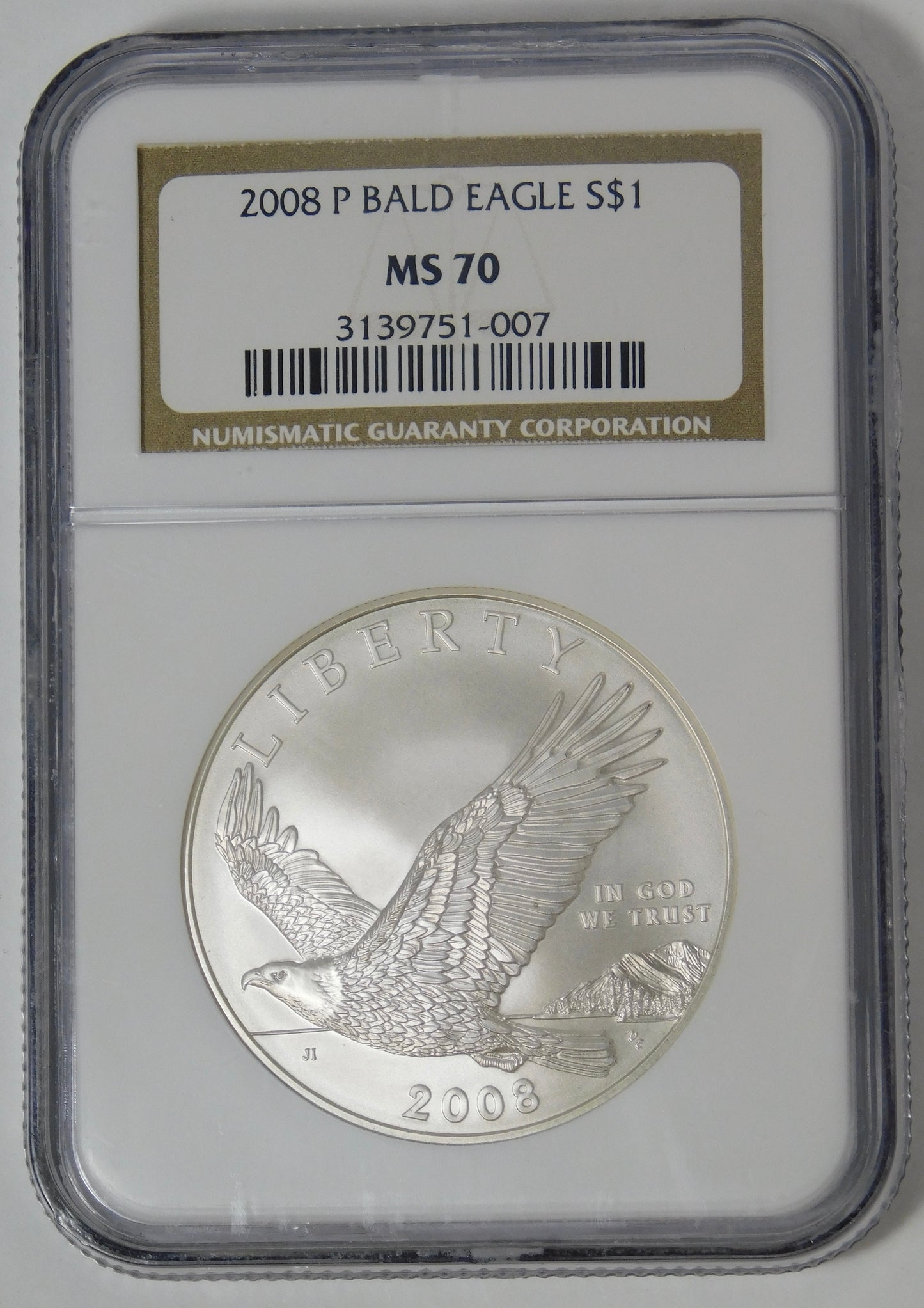 2008 P Commemorative "Bald Eagle' Silver Dollar TOP GRADE! NGC MS70.