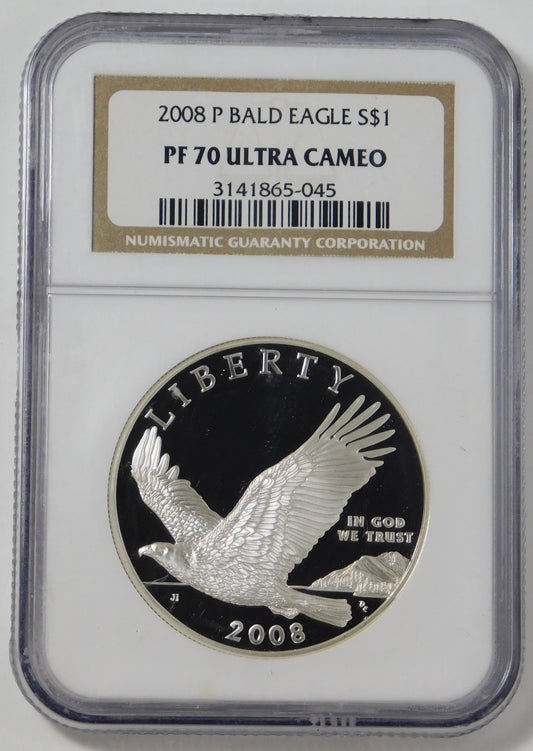 2008 P Commemorative "Bald Eagle' Silver Dollar TOP GRADE! NGC PF70 UC