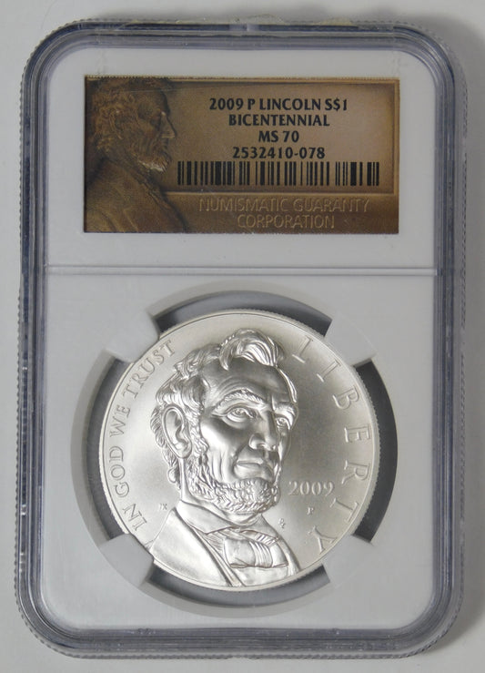 2009 P Commemorative "Lincoln Bicentennial" Silver Dollar NGC MS-70