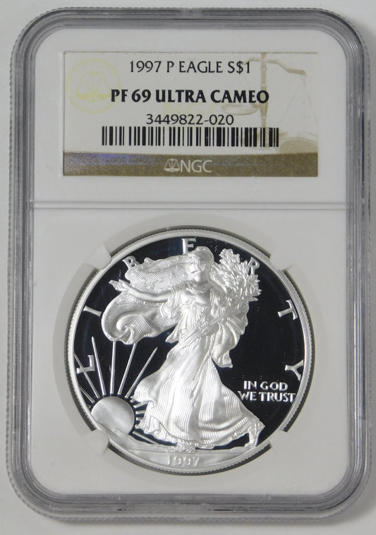 1997-P Silver American Eagle EARLY YEAR! NGC Proof-69 Ultra Cameo