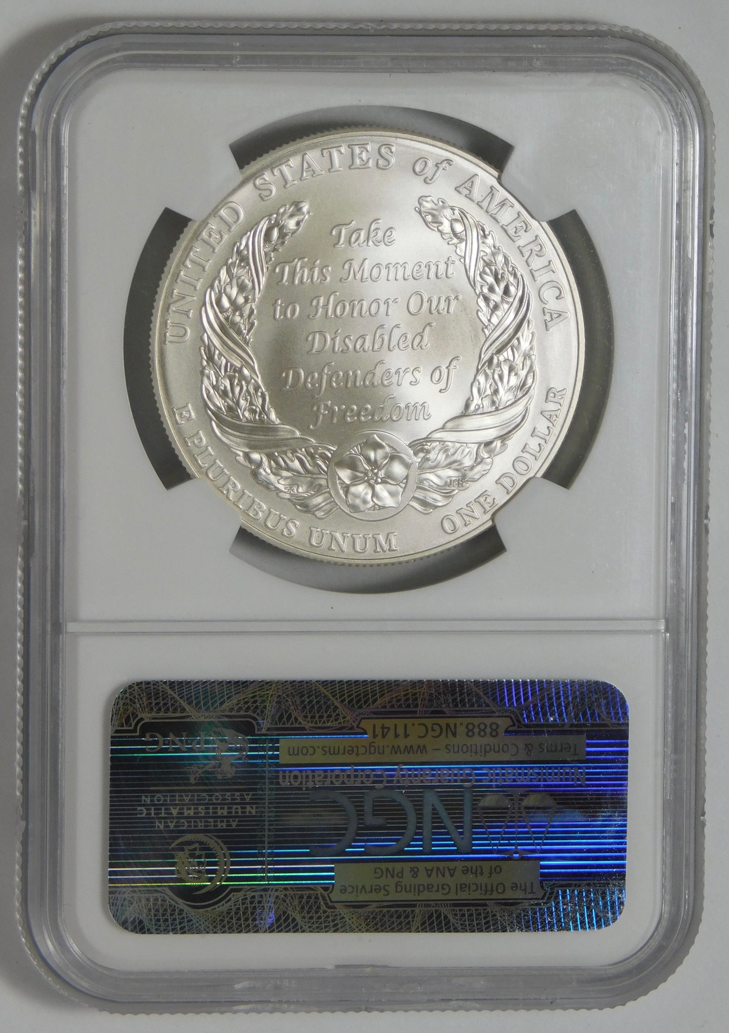2010 W Commemorative "Disabled Veterans" Silver Dollar TOP GRADE! NGC MS70