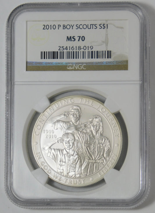 2010 P Commemorative "Boy Scouts" Silver Dollar TOP GRADE! NGC MS70