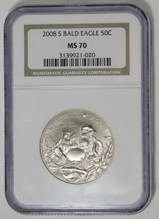 2008 S Commemorative "Bald Eagle" Half Dollar Top Grade! NGC MS-70