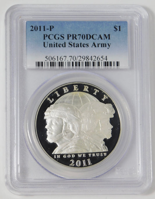 2011-P Commemorative US Army Silver Dollar TOP GRADE! PCGS PR70 DCAM
