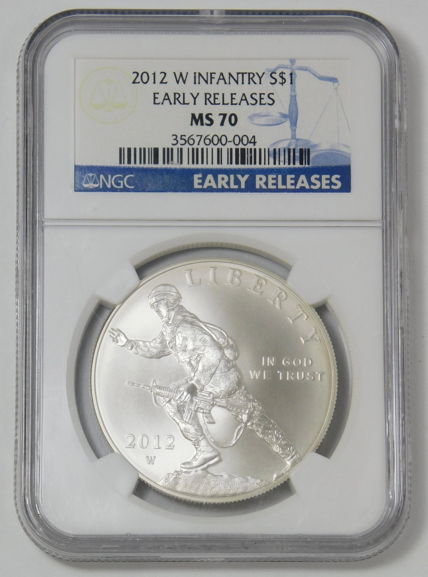 2012-W Commemorative "Infantry Soldier" Silver Dollar NGC MS70
