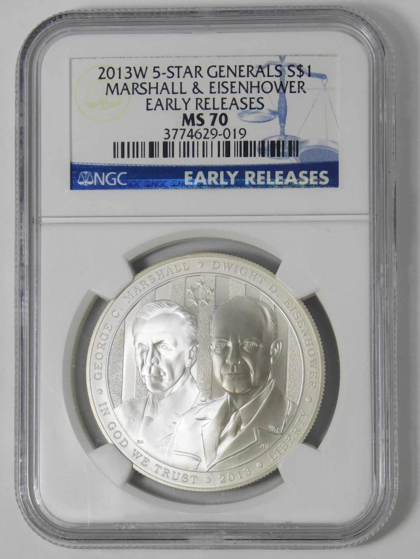 2 COIN SET - 2013 P&W Commemorative 5 Star Generals Silver Dollars NGC PF70 UC & MS70