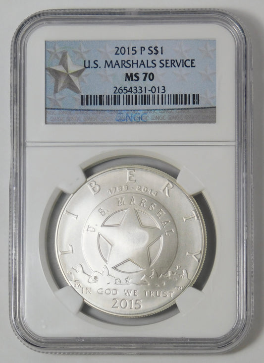 2015 P Commemorative U.S. Marshals Service Silver Dollar TOP GRADE! NGC MS70